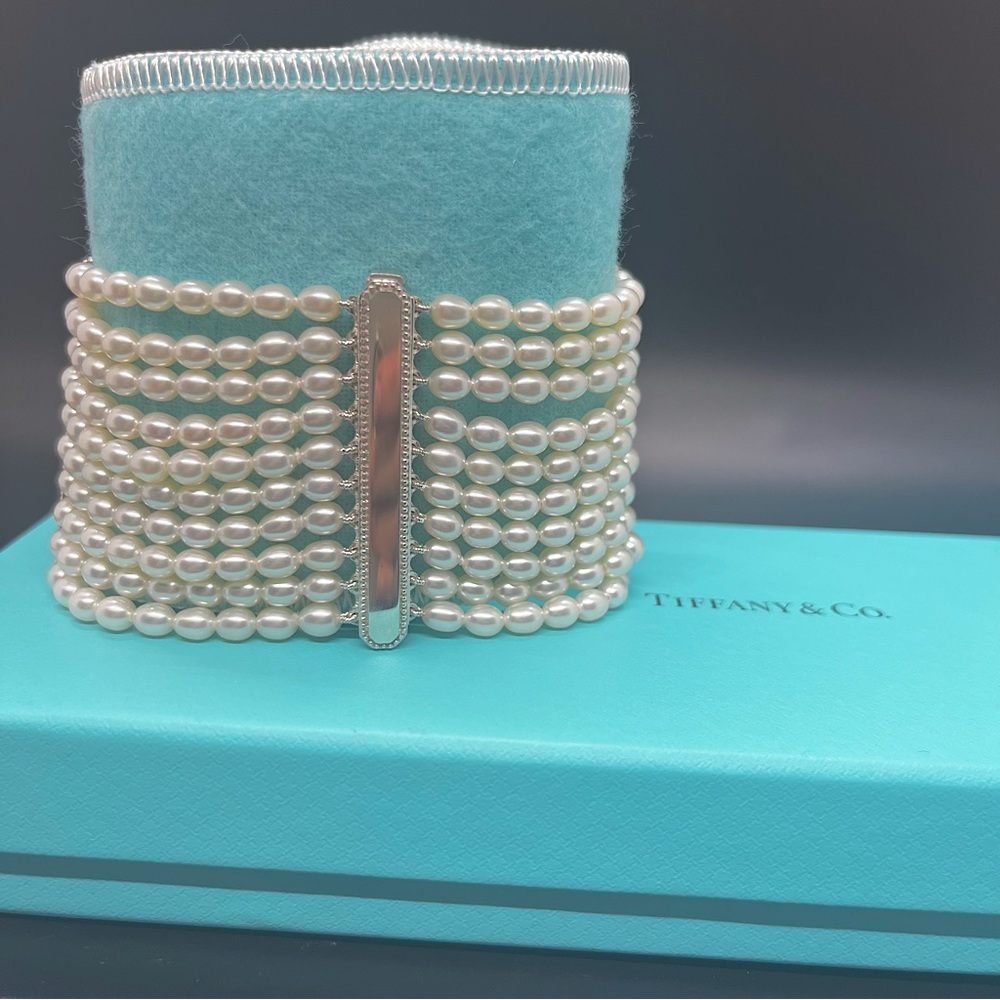🩵Authentic Tiffany & Co SHOWSTOPPER! Ziegfeld Pearl Bracelet 10-Row 925 Silver